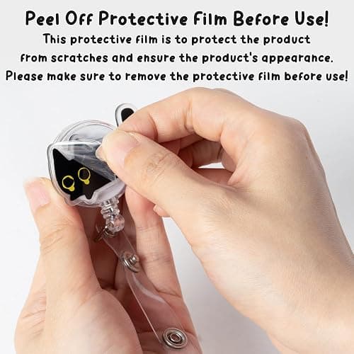 Eartim Cute Black Cat Funny Badge Reel - 9Pcs Lovely Animal Acrylic Retractable ID Badge with Metal Clip Name Tag Holder for Nurse Cat Lover Office Staff Student Birthday Gift Halloween Party Supplies thumbnail 3