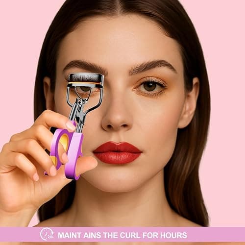 Whalrace Eyelash Curlers with 6PCS Extra Replacement Pads, Premium Quality Eye Lash Curler, Superior Curling Effect, Easy to Hold and Use, Christmas Gifts for Her - Orange Purple Handle thumbnail 5