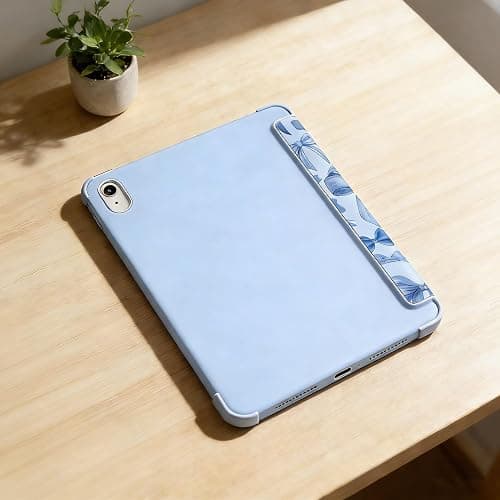 KFQDC for iPad A16 11 Inch 2025 /for iPad 10th Generation 10.9 Inch 2022 Cute iPad Case with Pencil Holder-[Auto Wake/Sleep], Trifold Stand Soft TPU Protective Cover, Blue Bows thumbnail 7