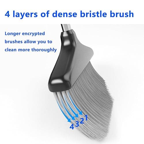 Broom with Dustpan Combo Set (54”) Long Handle Household Dust Pan for Home Office Kitchen Cleaning （Black & Grey） - Black and Grey thumbnail 4