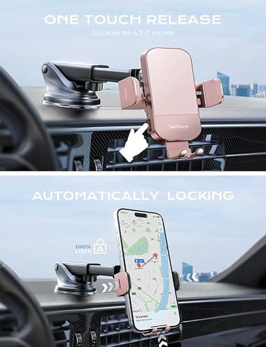 CHGeek Wireless Car Charger, 15W Fast Charging Auto Clamping Car Charger Phone Mount Phone Holder fit for iPhone 15 14 13 12 11 Pro Max Xs, Samsung Galaxy S25 Ultra S24 S23 S22, S21, S20, Pink - Upgraded Wireless Car Charger-Pink thumbnail 4