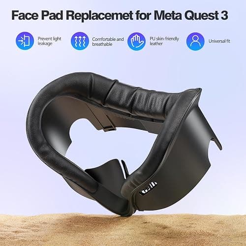 VZNEK Face Cover Pad for Oculus Quest 3/3S, Sweat-Proof PU Foam Cushion for Meta Quest 3/3S, Compatible with Oculus Quest 3/3S Original Spacer (for Quest 3) thumbnail 2