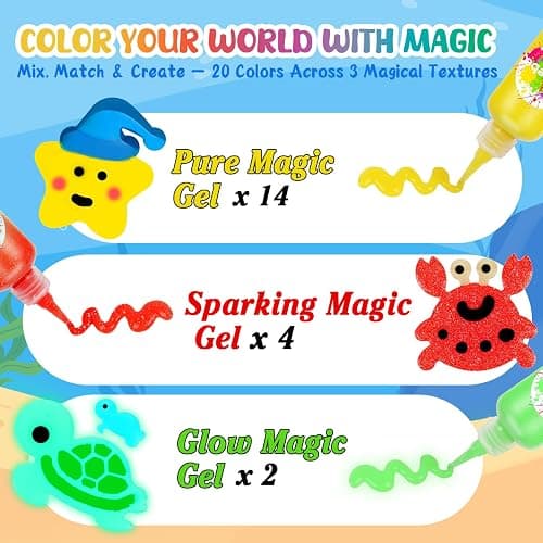 Magic Water Elf Toy Kit– 20 Magic Gels (2 Glow-in-The-Dark) & 18 Sea Creature Molds, DIY Aqua Fairy Water Gel Crafts Toy, Make Water Pets & Squishy Figures, Fun Birthday Gift for Kids Ages 3+ thumbnail 4