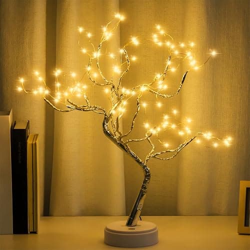 PXBNIUYA Room Decor, 20" 108 LED Tabletop Bonsai Tree Light, DIY Artificial Tree Lamp, Battery/USB Operated, Aesthetic Lamps for Living Room Bedroom Christmas Home Gifts House Decor (Warm White) - Image 1