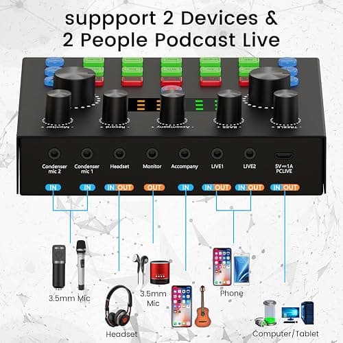 Podcast Equipment Bundle, Recording Studio Package with Podcast Microphone and Voice Changer, Live Sound Card - Audio Interface for Laptop Computer Vlog Living Broadcast Live Streaming YouTube TikTok thumbnail 4