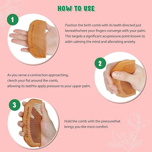 Arrozon Birth Comb for Women Labor, Wooden Labor comb Natural Labor and Delivery Essentials, Birthing Combs Hospital Bag Must Haves for Pregnant Women, Wood Comb Labor Gifts for Moms thumbnail 5