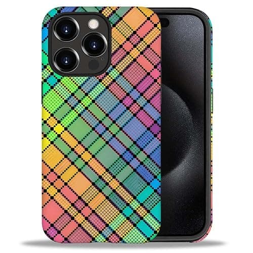 SEized Case Compatible with for iPhone 15 Pro,Colorful Plaid Tartan Phone Case for Girl Women Boy Men,Durable Protection Case for iPhone 15 Pro thumbnail 2