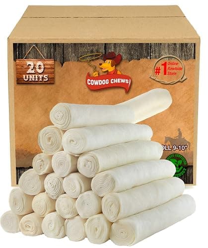 Cowdog Chews Retriever roll 9-10 inch All Natural Rawhide Product (20 Pack) - Image 1