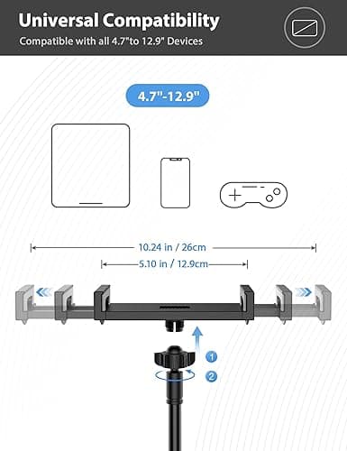 Tablet Stand Holder for Bed, Gooseneck Mount with Adjustable Flexible Arm Compatible with iPad Air Pro Mini, Samsung Tab, Nintendo Switch Kindle Other 4.7"-12.9" Device thumbnail 2