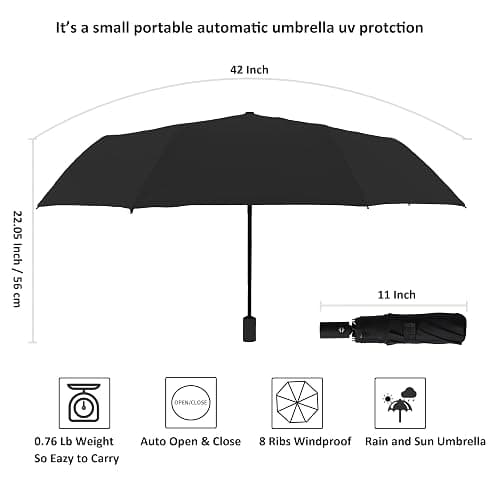 BAODINI Small UV Protection Travel Umbrella Compact for Rain and Sun UPF 50+ 41 inch Portable Umbrella for Women and Men thumbnail 6