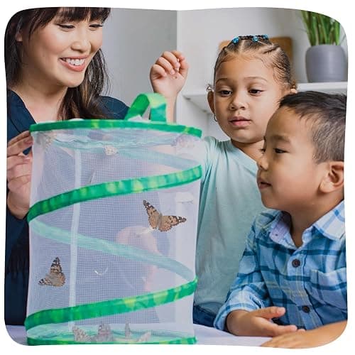 Insect Lore Butterfly Garden with 10 Live Baby Caterpillars - Habitat, Feeder, Chrys-A-Lid Holders, STEM Activity Journal - Raise and Release Painted Lady Butterflies thumbnail 5