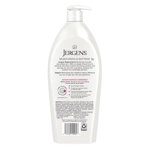Jergens Original Scent Dry Skin Body Lotion, Hand and Body Moisturizer, Cherry Almond Essence, Dermatologist Tested, 32 Oz - 32 Fl Oz (Pack of 1) thumbnail 9