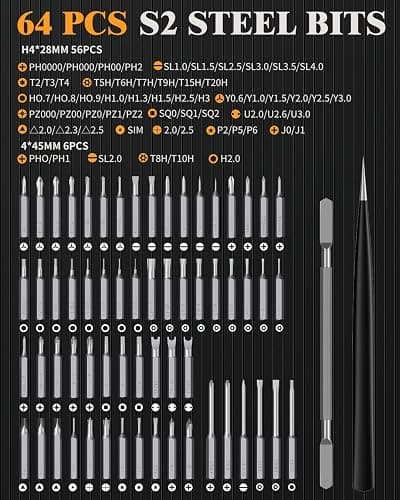 LCORE 67 in 1 Cordless Electric Precision Screwdriver Set, 62 Industrial S2 Steel Bits, 4 Adjustable Torque (0.05-0.35 NM), Magnetic Case, LED Lights for Electronics Phone Laptop Camera thumbnail 2