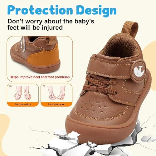 FEETCITY Leather Baby Shoes Boys Girls First Walking Shoes Infant Sneakers Crib Shoes Breathable Lightweight Slip On Shoes thumbnail 3