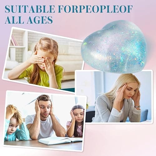 Heart Shape Stress Balls for Adult and Kids (Blue) - Sugar Ball, Squishy Toys for Stress Relief and Party Favors thumbnail 6