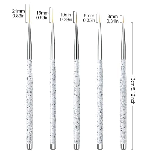 Sularpek Nagel Pinsel Dünn, 5 Stück Nagel Art Liner Pinsel, Professional Nailart Pinsel Fineliner, Nageldesign Pinsel, Extrem Feine Borsten für DIY Nail Art Salon und Heimgebrauch (Weiß) thumbnail 2