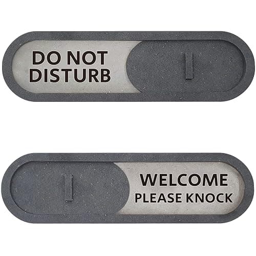 GEEKBEAR Do Not Disturb Welcome Slider Door Sign for Home Office - Premium MDF, 7.5 x 2.2 in (Gray) - Image 1