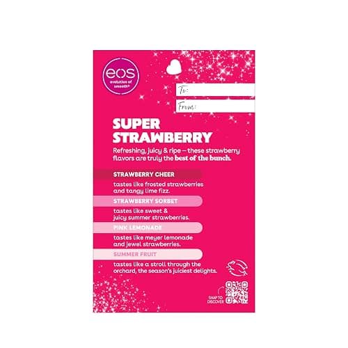 eos Lip Balm Gift Set- Super Strawberry, Limited-Edition, eos lip balm, All-Day Moisture, Lip Care, Shea Butter, Moisturizing, Variety Pack, 0.14 oz, 4-Pack thumbnail 6