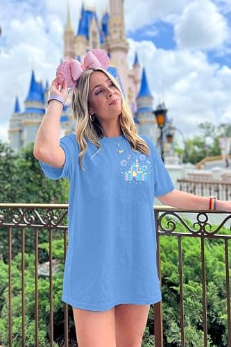 Magical Shirt Women Oversized Magic Kingdom Shirts: Happiest Place on Earth Shirt Cute Castle Graphic Family Holiday Tee Tops thumbnail 3