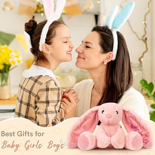 Personalized Bunny Plush for Kids Custom Bunny with Embroidered Name, Stuffed Animal for Toddler 1-3+ Girls Boys Bunnys Plush Toys Personalized Baby Newborn Kids Gifts for First Birthday Easter thumbnail 7