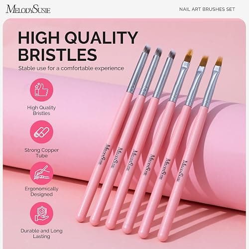 MelodySusie 6Pcs Ombre Nail Brushes,Nail Gradient Painting Pen for Blooming Nails, Gradient Nail, Manicure Nail Art Tools, Professional Accessories for Home and Salon Use thumbnail 2