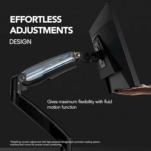 HUANUO Dual Monitor Stand for 13″–40″, Premium Dual Monitor Mount with USB, Height Adjustable Monitor Stand for 2 Monitors, VESA Mount with Clamp/Grommet Base, Holds 26.4lbs per Arm, HNDS7 thumbnail 5