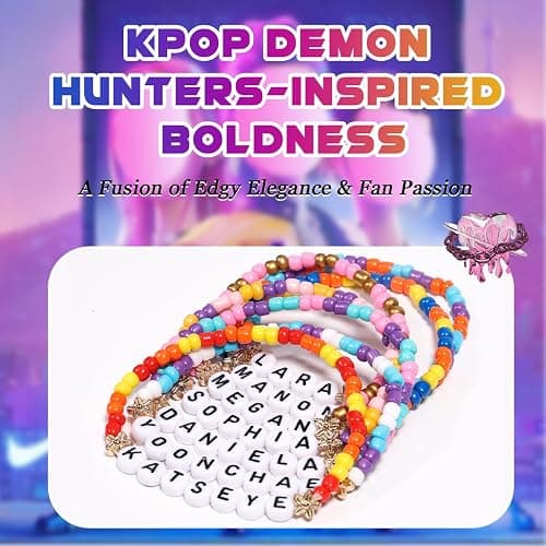 AICaes for Katseye Merch Friendship Bracelets Inspired by KATSEYE Concert Merch Stackable Stretch K-pop Beaded Bracelets Unique Merchandise Jewelry Gifts for Fans Women Men thumbnail 2