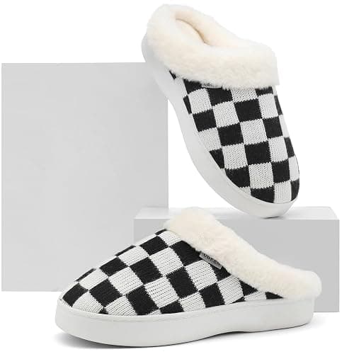 UBFEN Womens Slippers Classic Plaid Winter Warm with Memory Foam Fluffy House Shoes Platform Indoor Bedroom thumbnail 5