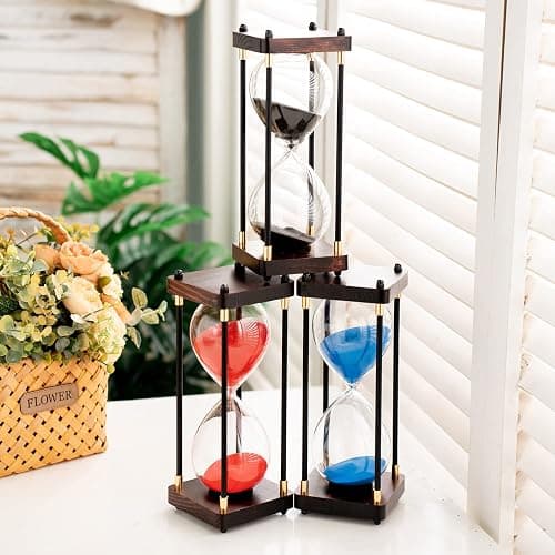 Large Sand Timer, Hourglass Timer 60 Minutes,Vintage Wooden Hour Glass Timer,Modern Home Kitchen Office Decoration (Black) thumbnail 5