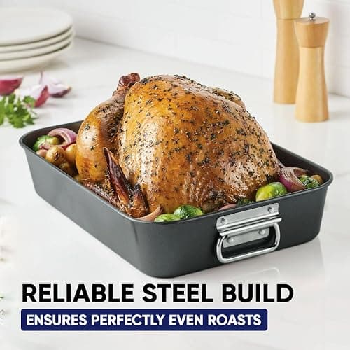 Zarstano Roasting Pan for Ovens Nonstick Heavy Duty Roasting Pan with Rack Large 11 inch x 15.5 inch For Delicious Family Meals for Cooking Roaster Pan for Meats, Turkey, & Vegetables thumbnail 5