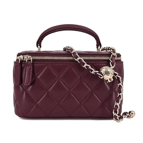 M-ioi-M Small Genuine Leather Purse Quilted Crossbody Bag for Women, Mini Top-Handle Shoulder Handbag w/Gold Chain Strap - Image 1
