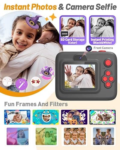 Yehtta Kids Camera Instant Print, Dual-Lens Front Rear Selfie Camera for Kids, Christmas Birthday Gifts Toys for 3-12 Year Old Boys Girls, 2.4in Screen 1080P Kid Digital Cameras with 32G Card thumbnail 4