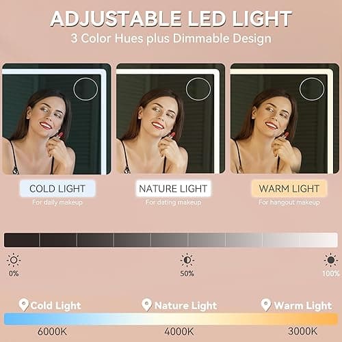 YITAHOME Vanity Desk Set with Large 35" LED Mirror and Lights, Makeup Table with 4 Drawers & Stool, 2 AC Outlets and 2 USB Ports, Adjustable Lighting, Modern Ample Storage Dressing Table, White - Cream White - LED Strip thumbnail 5