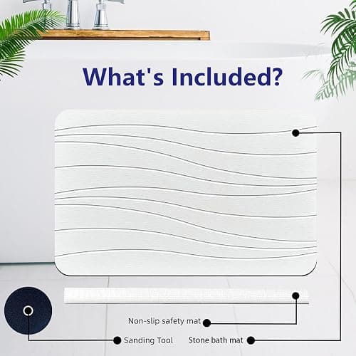 Drvykkn Fast Drying Stone Bath Mats for Bathroom, Non-Slip Diatomaceous Earth Bath Mat, Super Absorbent Bath Mat Stone thumbnail 6