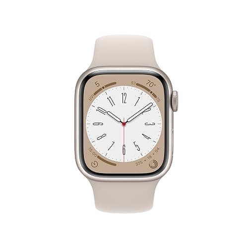Apple Watch Series 8 [GPS, 41mm] - Starlight Aluminum Case with Starlight Sport Band, S/M (Renewed) thumbnail 2