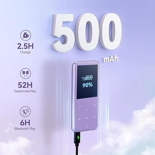 AGPTEK 64GB MP3 Player with Bluetooth, M3 2.4'' Player with Speaker | with FM Radio, Touch Buttons, Supports Up to 128GB(Purple) thumbnail 7