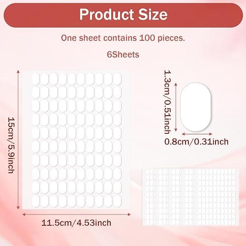 TIESOME 600 PCS False Tip Double Sided Adhesive Tapes, White Pre-Cut Nail Display Strips Press on Adhesive Tabs Nail Art Glue Stickers for Nails Art Holder Nails Display Book thumbnail 2