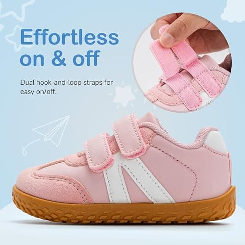 tombik Toddler Shoes Lightweight Barefoot Walking Shoes Non-Slip Sneakers with Dual Hook and Loops thumbnail 4