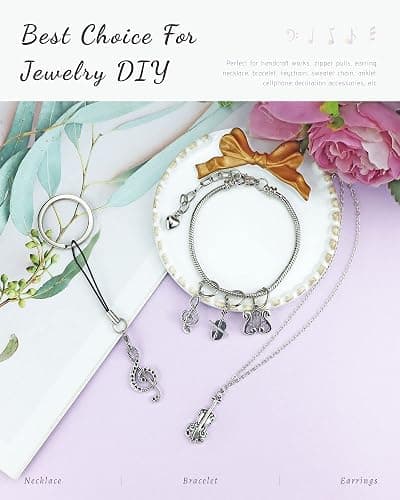 JIALEEY Music Charms Multistyle Musical Instrument Notes Symbols Pendants DIY for Necklace Bracelet Earrings Jewelry Making and Crafting Antique Silver 70PCS thumbnail 4