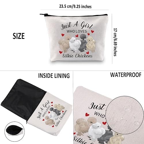 G2TUP Silkie Chicken Lover Gift Who Loves Silkie Chickens Makeup Bag Silkie Chicken Owner Cosmetic Bag Crazy Chicken Lady Zipper Travel Bag (Who Loves Silkie Chickens White Bag) thumbnail 3