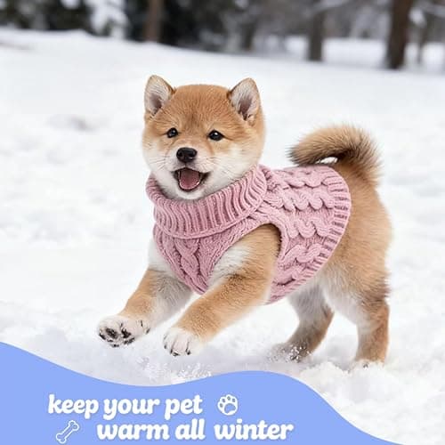 Adboros 6 Pack Warm Small Dog Sweater Puppy Small Medium Warm Cloth in Winter Cable Knitwear Pet Cat Turtleneck Knitted Sweaters Cold Weather for Boy Girl Pet Chihuahua Doggie, Six Colors (S) thumbnail 7