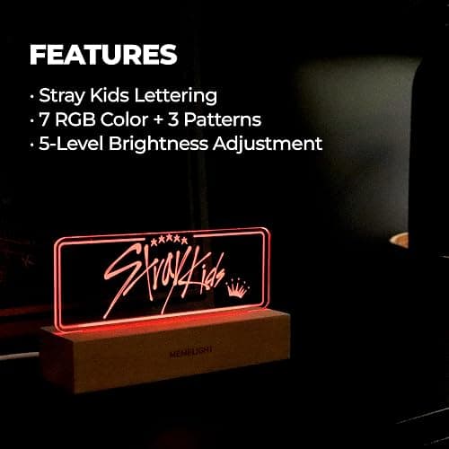 MEMELIGHT Stray Kid.s Night Light, Kpop Merchandise, Korean Idol Lamp for Stay, 7RGB Color, Dimmer, 8.3 x 4.2 x 1.7 thumbnail 2