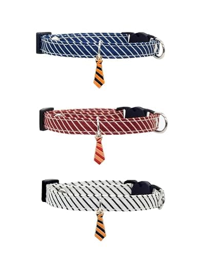 SOLMOONY 3 Pack Classic Stripes Cat Collars - Breakaway Kitten Collar and Adjustable 7.8-11.8 in,Cute Neckties Kitty Collar for Wedding Formal and Party - Image 1
