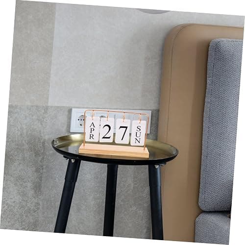 DOITOOL Perpetual Flip Desk Calendar with Wooden Base Reusable Retro Desktop Calendar for Office and Home thumbnail 7