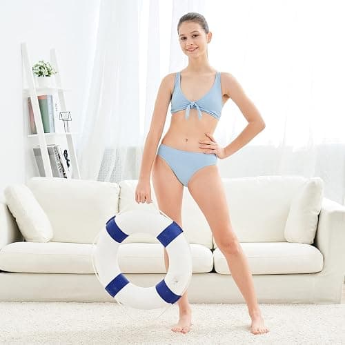 MIENOE Teen Girls' Swimsuits Two-Piece V-Neck Bikini Adjustable Shoulder Straps Swimsuit Kids Bikini with Chest Pad thumbnail 2