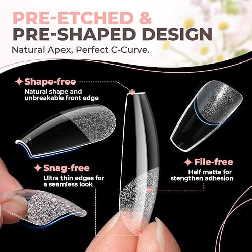 UNA GELLA Coffin Nails Tips 504pcs 12 Sizes, Pre-buffed Soft Gel Nail Tips | Full Cover Medium Coffin Press On Fake Nails for Acrylic False Nails Extension Home DIY Salon Gifts for Women and Girls thumbnail 4