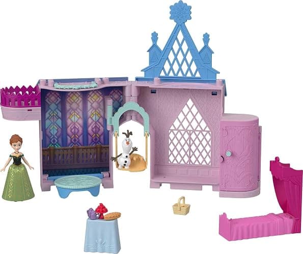 Mattel Disney Frozen Toys, Anna Doll House Stackable Castle with Small Doll, Olaf Figure & 7 Furniture & Accessories, Inspired by the Movie - Image 1