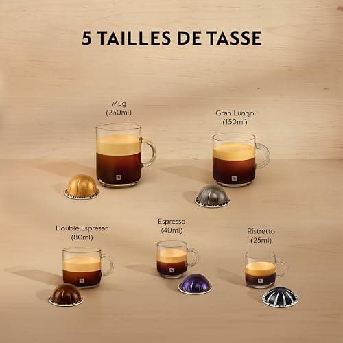 De'Longhi Nespresso Vertuo Next ENV120.GY, Machine à Café en Capsules, Machine à Café Portion Unique, 5 Tailles de Tasse, Technologie Centrifusion, Ensemble de Bienvenue Inclus, Gris Foncé thumbnail 5