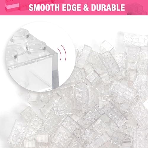 MANNIDOO 360 Pieces Building Bricks, Classic Basic Flats Parts and Pieces - 2x4 Brick x200 and 2x2 Brick x160, Moc Building Bulks Compatible with All Major Brands, Clear White thumbnail 5