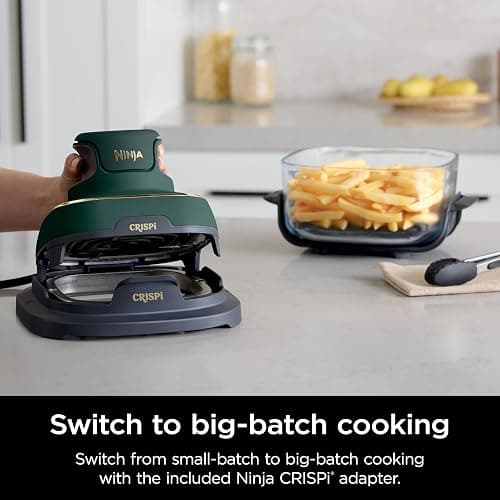 Ninja Crispi 5-in-1 Portable Glass Air Fryer, 4-QT, 2.5-QT & 6-Cup Glass Containers with Crisper Plates & Storage Lids, Microwave, Freezer & Dishwasher Safe, British Racing Green, FN103BF thumbnail 14